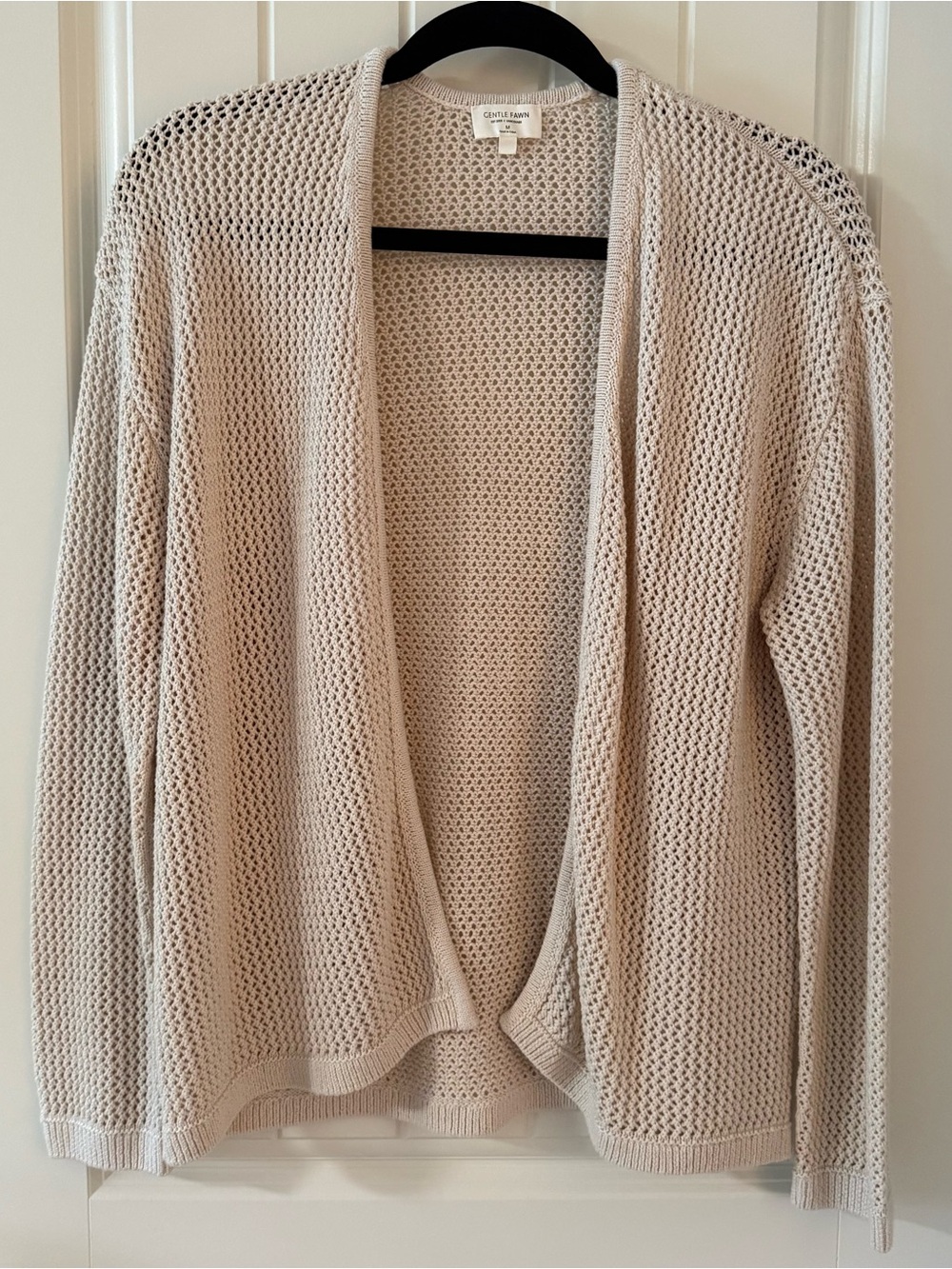 Gentle Fawn Open-Front Knit Cardigan in Light Beige